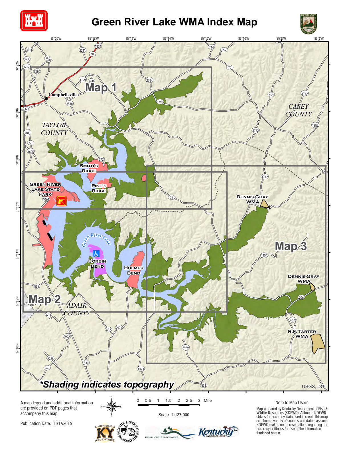 Green River Lake WMA index map